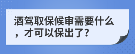 酒驾取保候审需要什么，才可以保出了？