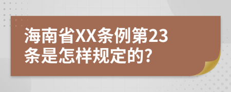 海南省XX条例第23条是怎样规定的?