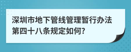 深圳市地下管线管理暂行办法第四十八条规定如何?