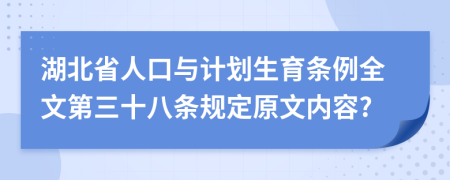 湖北省人口与计划生育条例全文第三十八条规定原文内容?