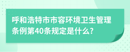 呼和浩特市市容环境卫生管理条例第40条规定是什么?