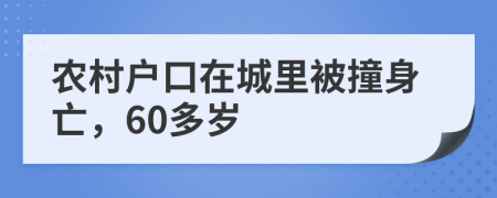 农村户口在城里被撞身亡，60多岁