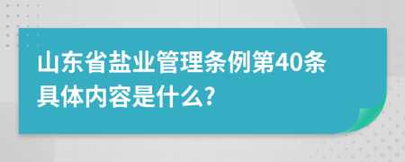 山东省盐业管理条例第40条具体内容是什么?