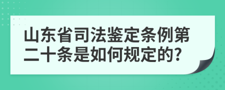 山东省司法鉴定条例第二十条是如何规定的?