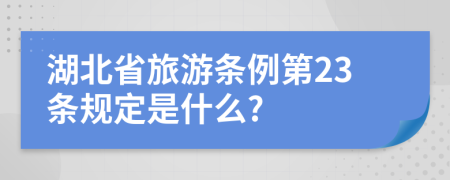 湖北省旅游条例第23条规定是什么?