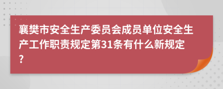 襄樊市安全生产委员会成员单位安全生产工作职责规定第31条有什么新规定?