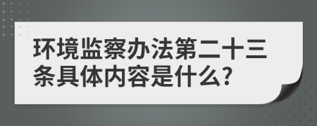 环境监察办法第二十三条具体内容是什么?