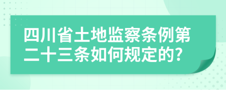 四川省土地监察条例第二十三条如何规定的?