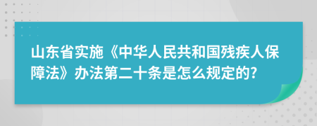 山东省实施《中华人民共和国残疾人保障法》办法第二十条是怎么规定的?