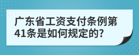 广东省工资支付条例第41条是如何规定的?