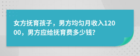 女方抚育孩子，男方均匀月收入12000，男方应给抚育费多少钱？