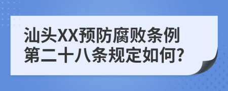 汕头XX预防腐败条例第二十八条规定如何?