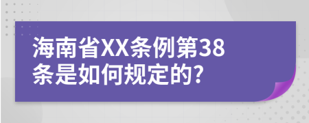 海南省XX条例第38条是如何规定的?