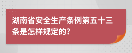 湖南省安全生产条例第五十三条是怎样规定的?