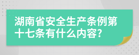 湖南省安全生产条例第十七条有什么内容?