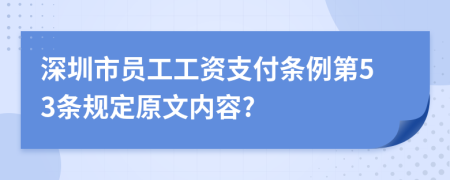 深圳市员工工资支付条例第53条规定原文内容?