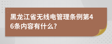 黑龙江省无线电管理条例第46条内容有什么?