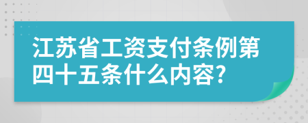 江苏省工资支付条例第四十五条什么内容?