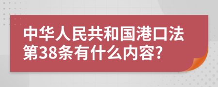 中华人民共和国港口法第38条有什么内容?