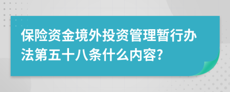 保险资金境外投资管理暂行办法第五十八条什么内容?