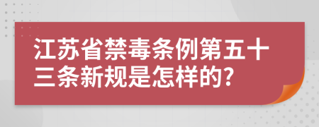 江苏省禁毒条例第五十三条新规是怎样的?