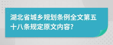 湖北省城乡规划条例全文第五十八条规定原文内容?