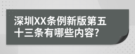 深圳XX条例新版第五十三条有哪些内容?