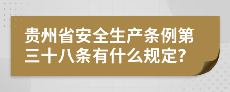 贵州省安全生产条例第三十八条有什么规定?