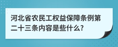 河北省农民工权益保障条例第二十三条内容是些什么?