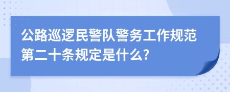 公路巡逻民警队警务工作规范第二十条规定是什么?