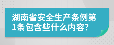 湖南省安全生产条例第1条包含些什么内容?