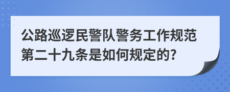 公路巡逻民警队警务工作规范第二十九条是如何规定的?