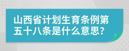 山西省计划生育条例第五十八条是什么意思？