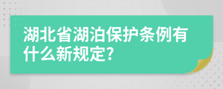 湖北省湖泊保护条例有什么新规定?