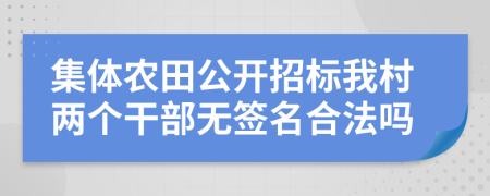 集体农田公开招标我村两个干部无签名合法吗