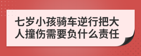 七岁小孩骑车逆行把大人撞伤需要负什么责任