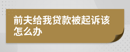 前夫给我贷款被起诉该怎么办