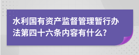 水利国有资产监督管理暂行办法第四十六条内容有什么?