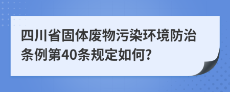 四川省固体废物污染环境防治条例第40条规定如何?