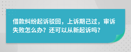 借款纠纷起诉驳回，上诉期己过，审诉失败怎么办？还可以从新起诉吗？