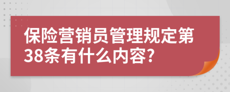 保险营销员管理规定第38条有什么内容?