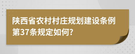 陕西省农村村庄规划建设条例第37条规定如何?