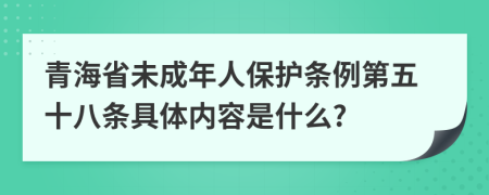 青海省未成年人保护条例第五十八条具体内容是什么?
