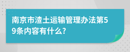 南京市渣土运输管理办法第59条内容有什么?