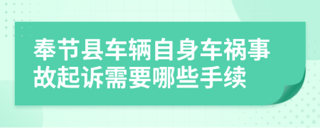 奉节县车辆自身车祸事故起诉需要哪些手续