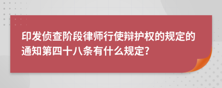 印发侦查阶段律师行使辩护权的规定的通知第四十八条有什么规定?