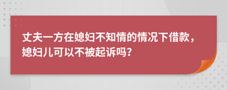 丈夫一方在媳妇不知情的情况下借款，媳妇儿可以不被起诉吗？