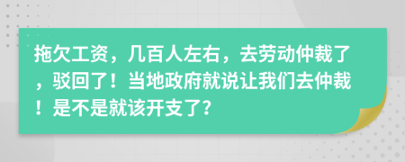 拖欠工资，几百人左右，去劳动仲裁了，驳回了！当地政府就说让我们去仲裁！是不是就该开支了？