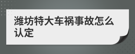 潍坊特大车祸事故怎么认定