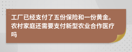 工厂已经支付了五份保险和一份黄金。农村家庭还需要支付新型农业合作医疗吗